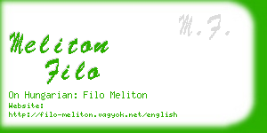meliton filo business card